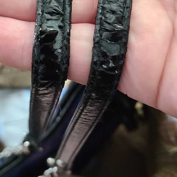 Betseyville by Betsey Johnson Blue Floral Quilted Tote Bag with Chain Straps - Picture 10 of 10